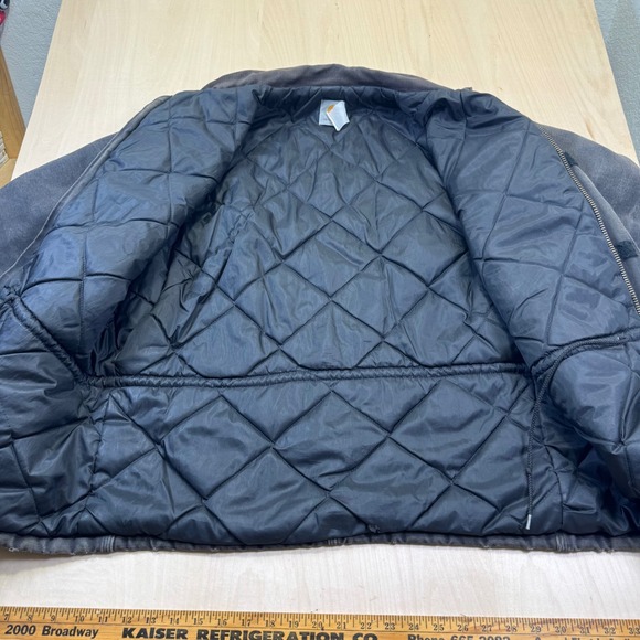 Carhartt Mens Work CQ185 Coat Jacket Quilted Lined‎ Black Faded Distressed - Picture 4 of 12